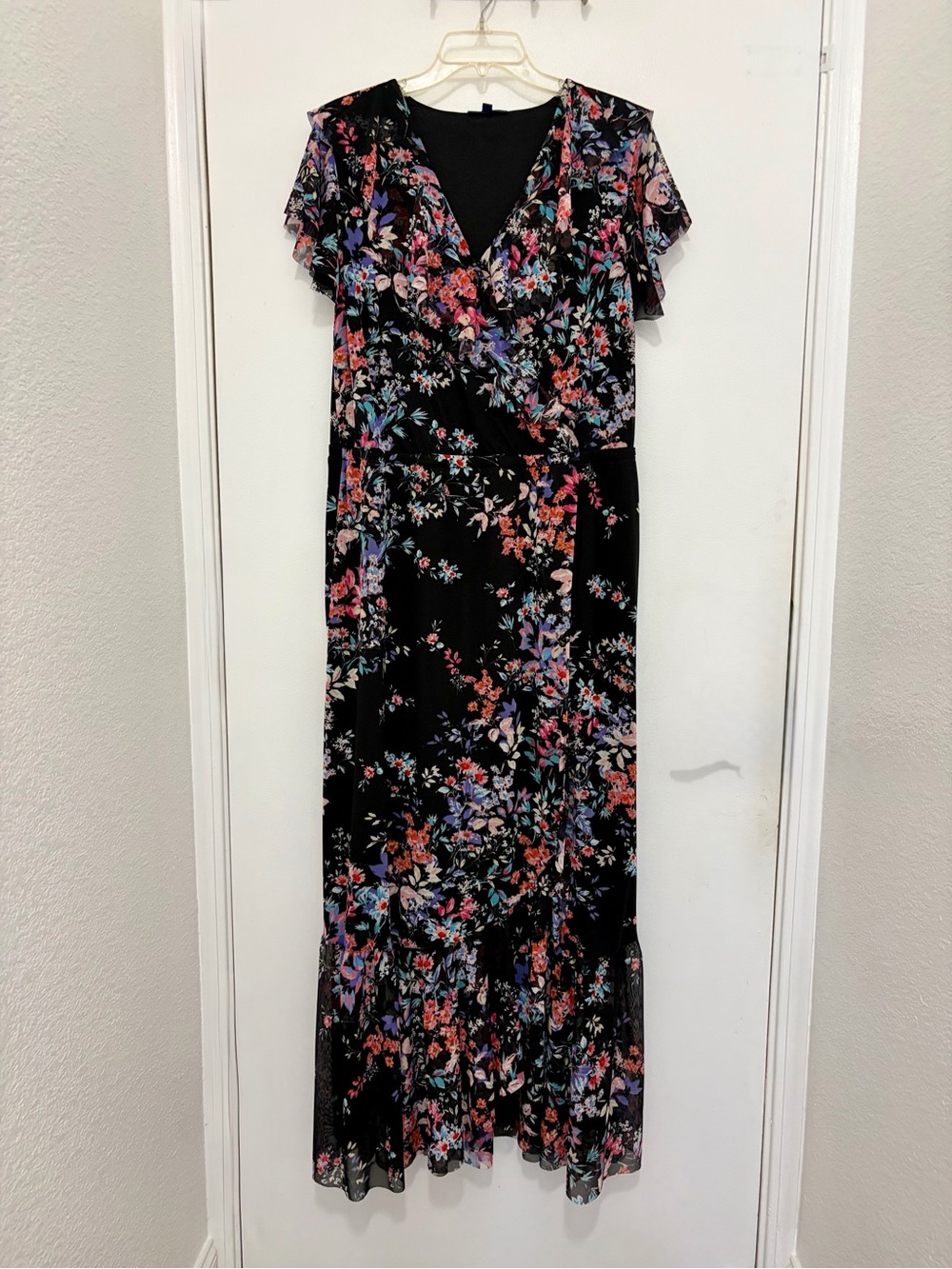 Apt. 9 Black Floral Wrap-Style Maxi Dress